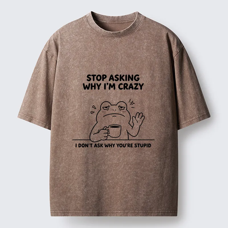 Tokyo-Tiger Mad Coffee Frog Meme Washed T-Shirt