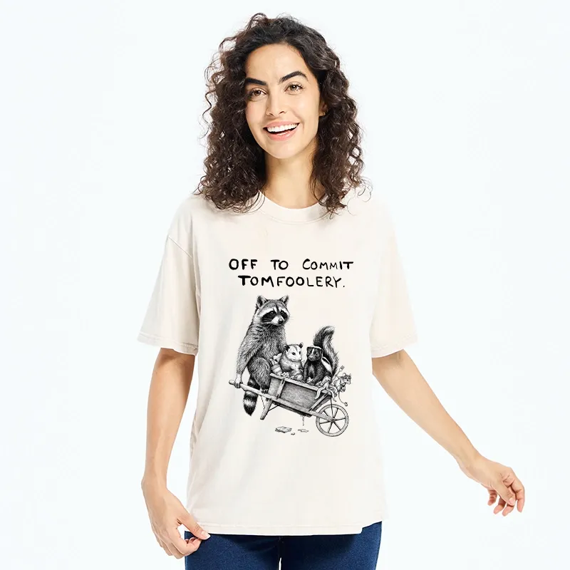 Tokyo-Tiger Raccoon Crew On A Mission Washed T-Shirt
