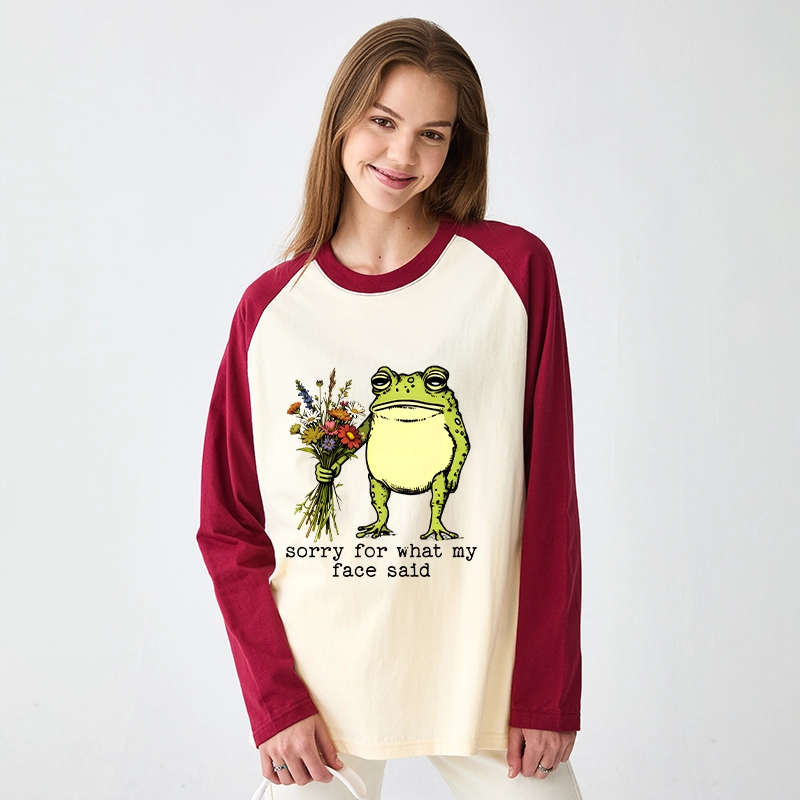 Tokyo-Tiger Frog Sorry Mode Activated Raglan Long Sleeve T-shirt