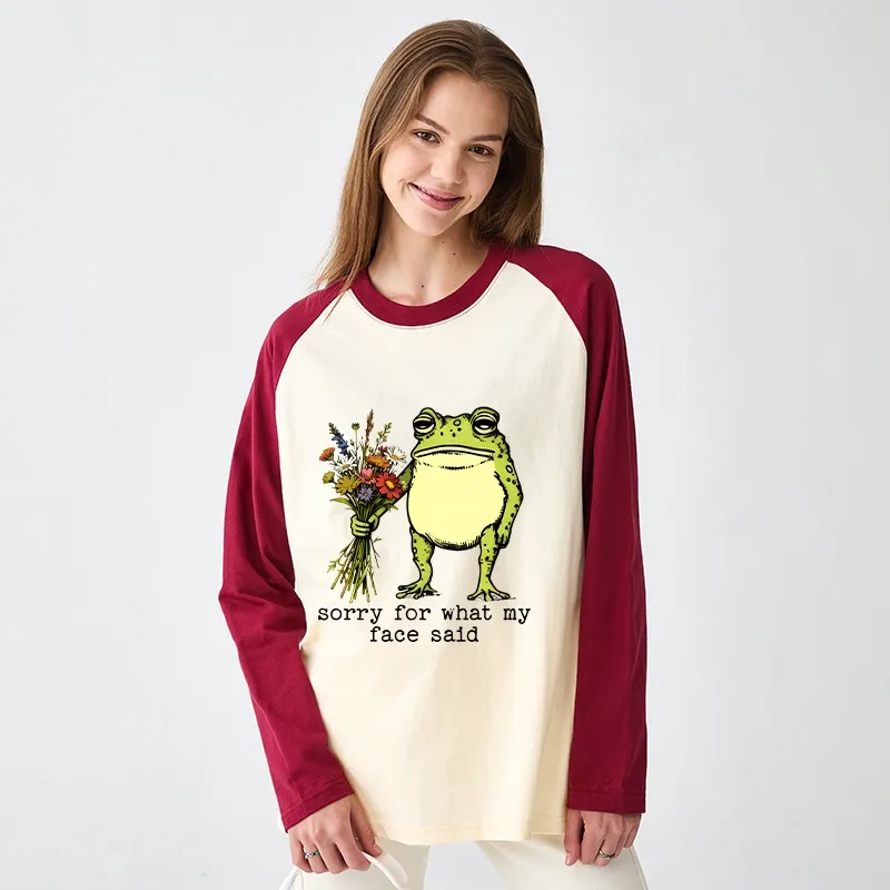 Tokyo-Tiger Frog Sorry Mode Activated Raglan Long Sleeve T-shirt