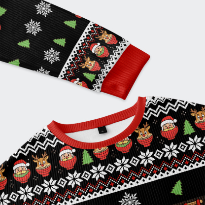 Tokyo-Tiger Reindeer Eating Ramen Christmas Ugly Sweatshirt