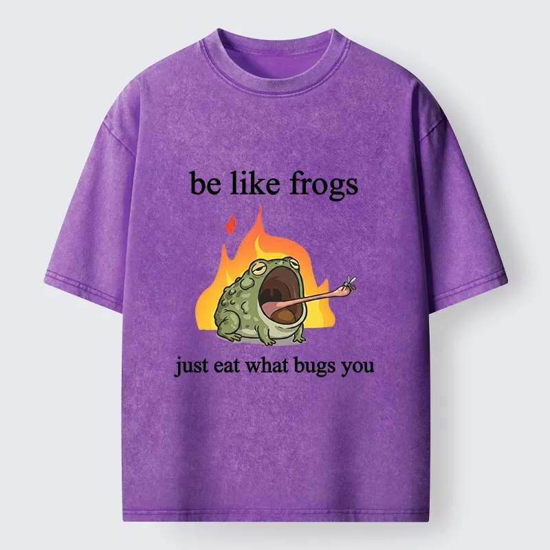 Tokyo‑Tiger Funny Fire Frog Meme Washed T‑Shirt