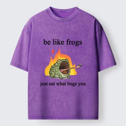 Tokyo‑Tiger Funny Fire Frog Meme Washed T‑Shirt