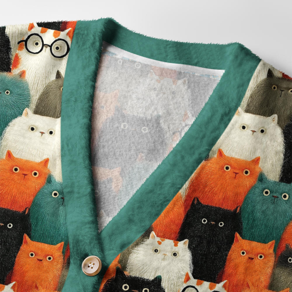 Tokyo-Tiger Various Cats Are Watching You Ugly Cardigan Sweater