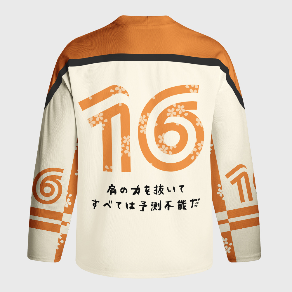 Tokyo-Tiger Zen Relax Cat Graphic Long-Sleeve Hockey Jersey