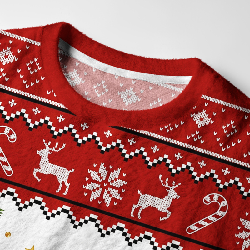 Tokyo-Tiger Christmas Cat Likes Fuzzy Christmas Ugly Sweatshirt