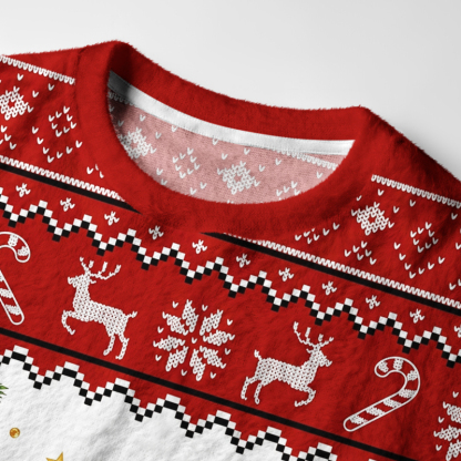 Tokyo-Tiger Christmas Cat Likes Fuzzy Christmas Ugly Sweatshirt