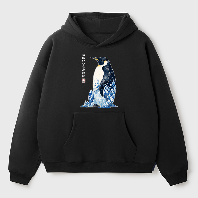 Tokyo-Tiger Keep Calm Penguin Adult Fleece Hoodie