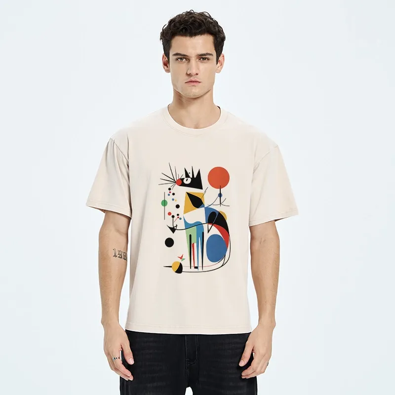 Tokyo-Tiger Abstract Colorful Cat Art Washed T-Shirt