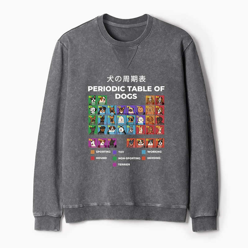 Tokyo-Tiger Periodic Table Of Dogs Washed Terry Sweatshirt