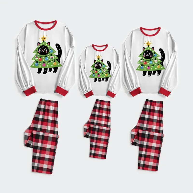Tokyo-Tiger Christmas Tree Cat Family Pajama Sets