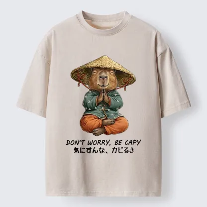 Tokyo-Tiger Zen Capybara Funny Meme Washed T-Shirt