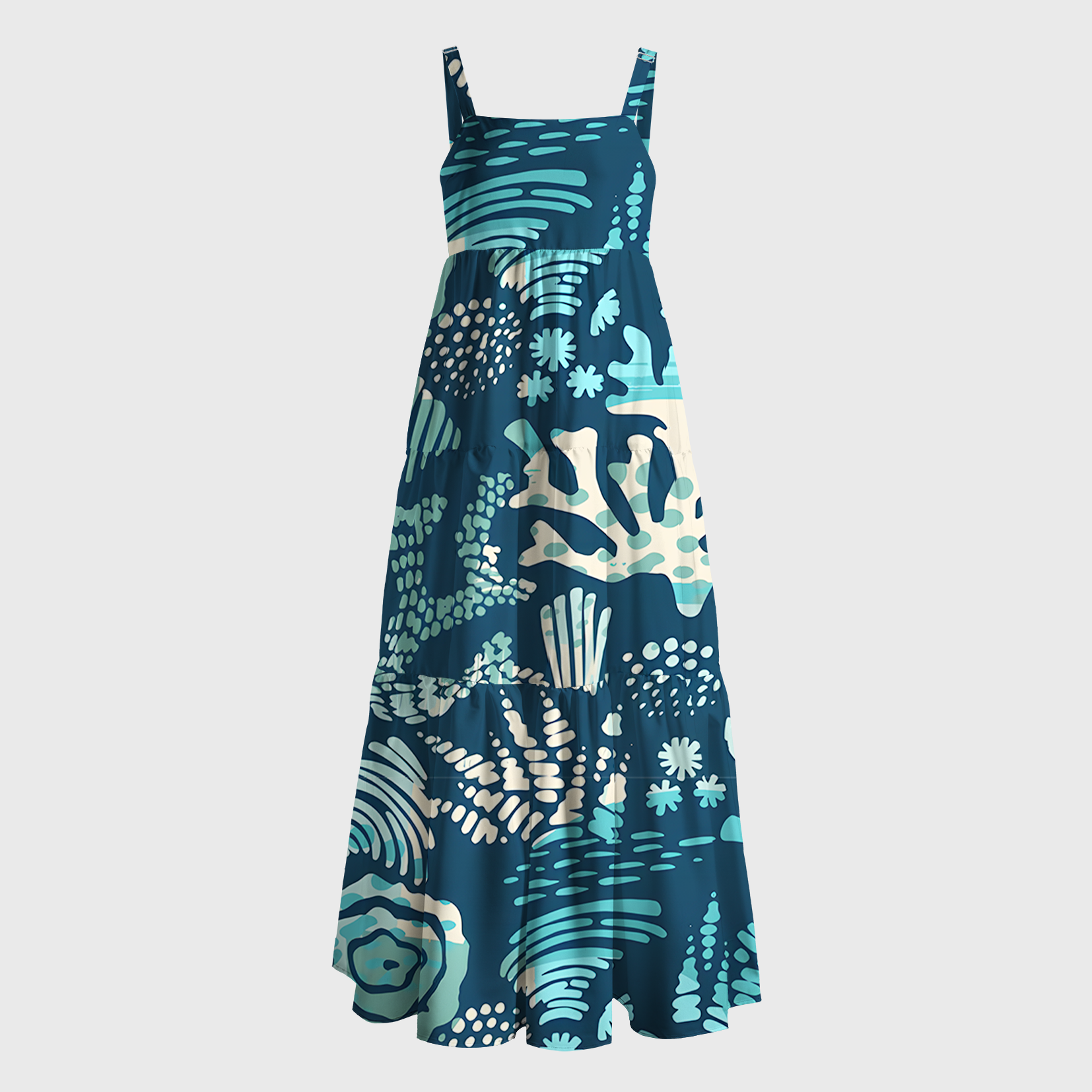 Tokyo-Tiger Ocean Coral Maxi Dress