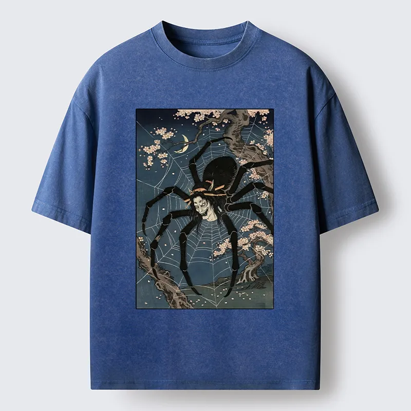 Tokyo-Tiger Vintage Spider Ghost Art Washed T-Shirt
