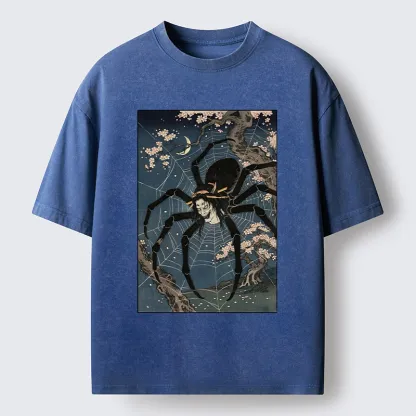 Tokyo-Tiger Vintage Spider Ghost Art Washed T-Shirt