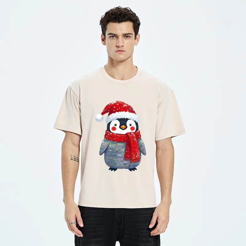 Tokyo-Tiger Cute Christmas Penguin Meme Washed T-Shirt