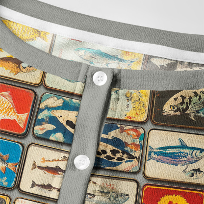 Tokyo-Tiger Tokyo-Tiger Vintage Fish Collection Women's Lightweight Cardigan