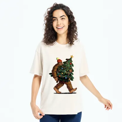 Tokyo-Tiger Monster Carrying Christmas Tree Washed T-Shirt