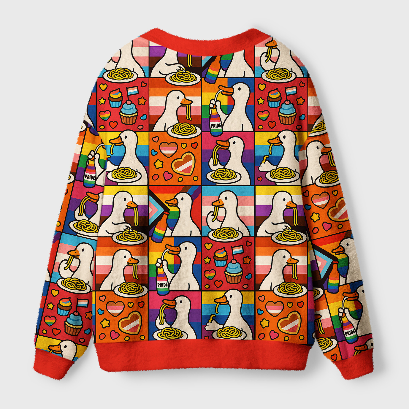 Tokyo-Tiger More Spaghetti Less Upsetti Goose Eat Spaghetti Ugly Cardigan Sweater