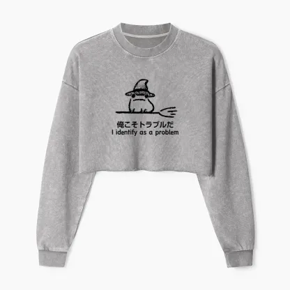 Tokyo-Tiger Mischief Magic Dude Washed Crop Sweatshirt