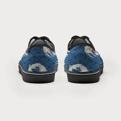 Tokyo-Tiger Great Wave Off Octopus Canvas Shoes