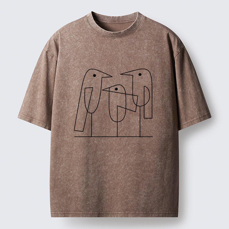 Tokyo‑Tiger Minimalist Bird Washed T-Shirt