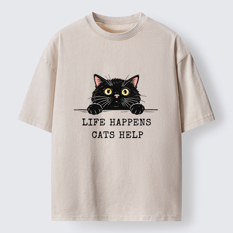 Tokyo-Tiger Cat Brings Solace To Life Washed T-Shirt