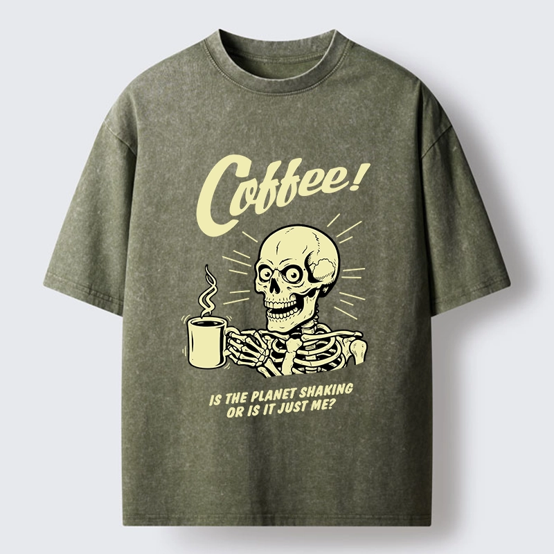 Tokyo‑Tiger Funny Skull Coffee Washed T‑Shirt