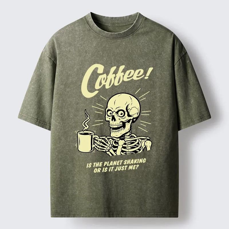 Tokyo‑Tiger Funny Skull Coffee Washed T‑Shirt