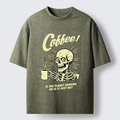Tokyo‑Tiger Funny Skull Coffee Washed T‑Shirt