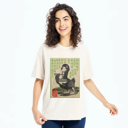 Tokyo-Tiger Retro Duck Eating Ramen Washed T-Shirt