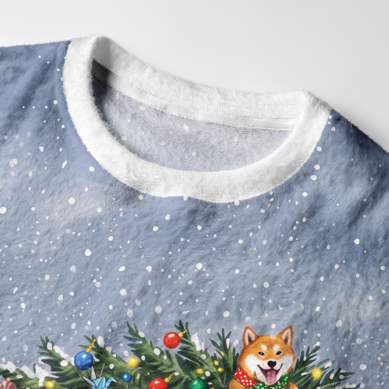 Tokyo-Tiger Uncontrollable Dog Decoration Scene Fuzzy Christmas Ugly Sweatshirt