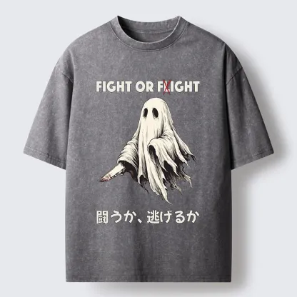 Tokyo‑Tiger Funny Ghost Knife Meme Washed T‑Shirt