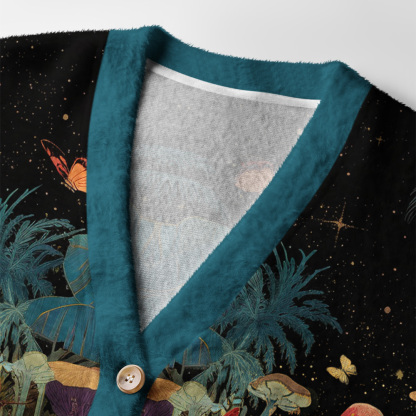 Tokyo-Tiger Midnight Flamingo Waltz Ugly Cardigan Sweater