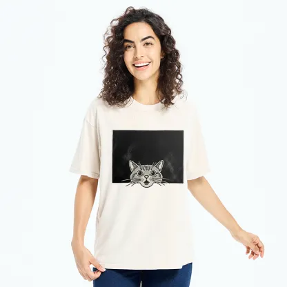 Tokyo-Tiger Surprised Cat Washed T-Shirt