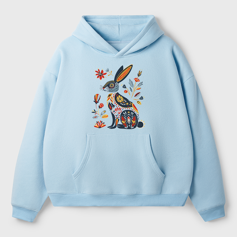 Tokyo-Tiger Folk Hare Bloom Adult Fleece Hoodie