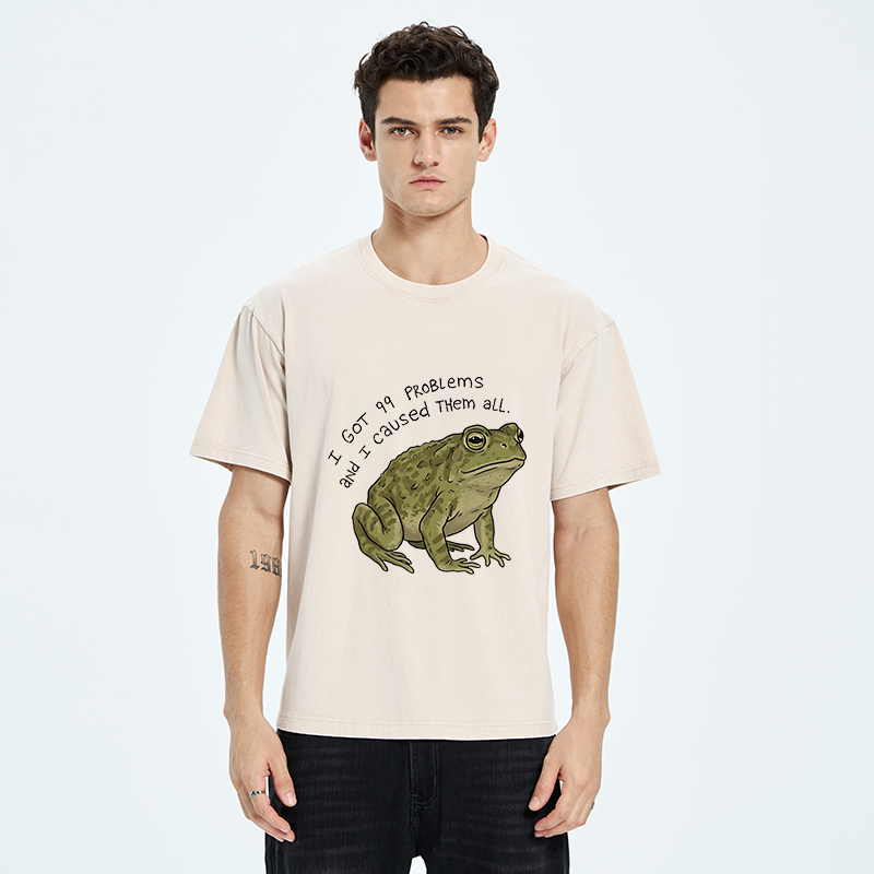 Tokyo‑Tiger Mischievous Frog Funny Washed T-Shirt