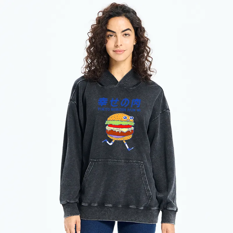 Tokyo-Tiger Tokyo Burger Run Japanese Washed Hoodie