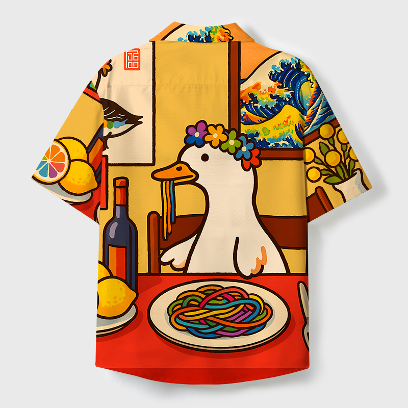 Tokyo-Tiger More Spaghetti Less Upsetti Goose Cuban Collar Shirt