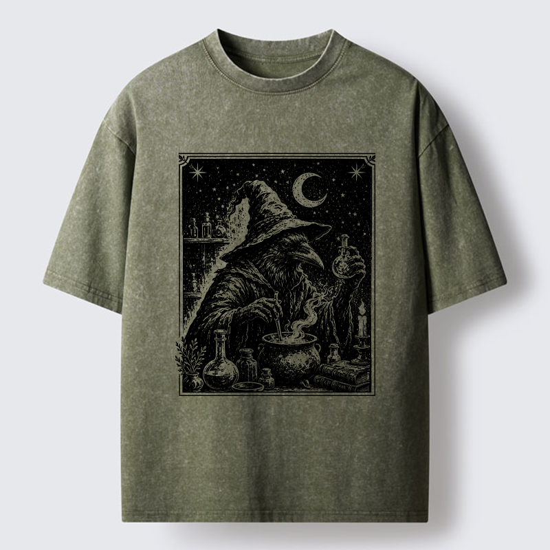 Tokyo-Tiger Funny Magical Raven Washed T-Shirt