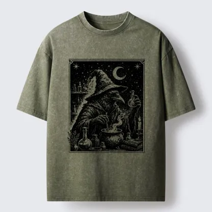 Tokyo-Tiger Funny Magical Raven Washed T-Shirt