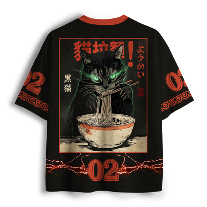 Tokyo-Tiger Black Cat Ramen Feast Mesh Jersey