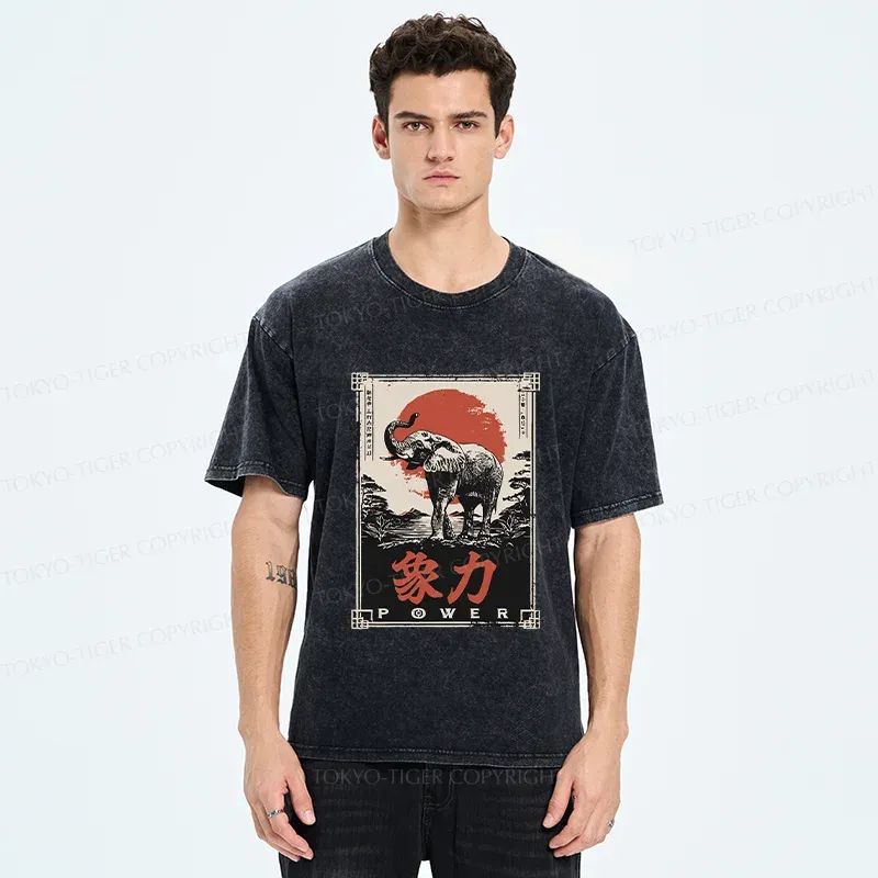 Tokyo-Tiger Japanese Elephant Washed T-Shirt