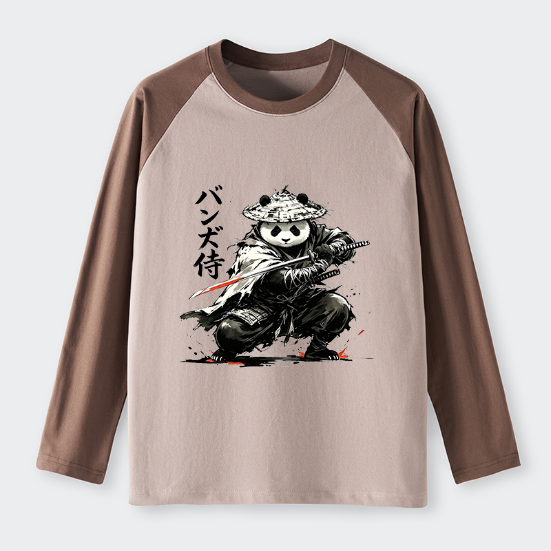 Tokyo-Tiger Panda Samurai Warrior Raglan Long Sleeve T-shirt