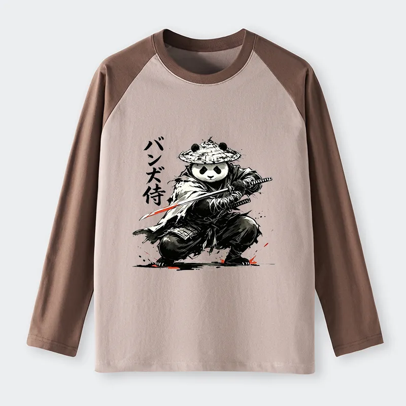 Tokyo-Tiger Panda Samurai Warrior Raglan Long Sleeve T-shirt