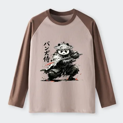 Tokyo-Tiger Panda Samurai Warrior Raglan Long Sleeve T-shirt