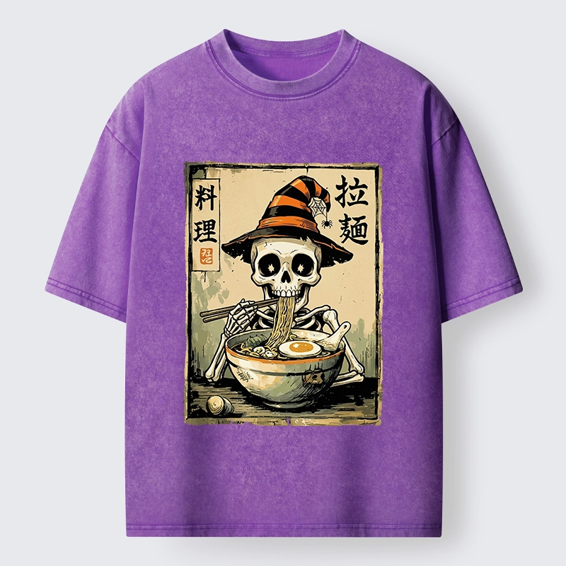 Tokyo‑Tiger Funny Skull Ramen Washed T‑Shirt
