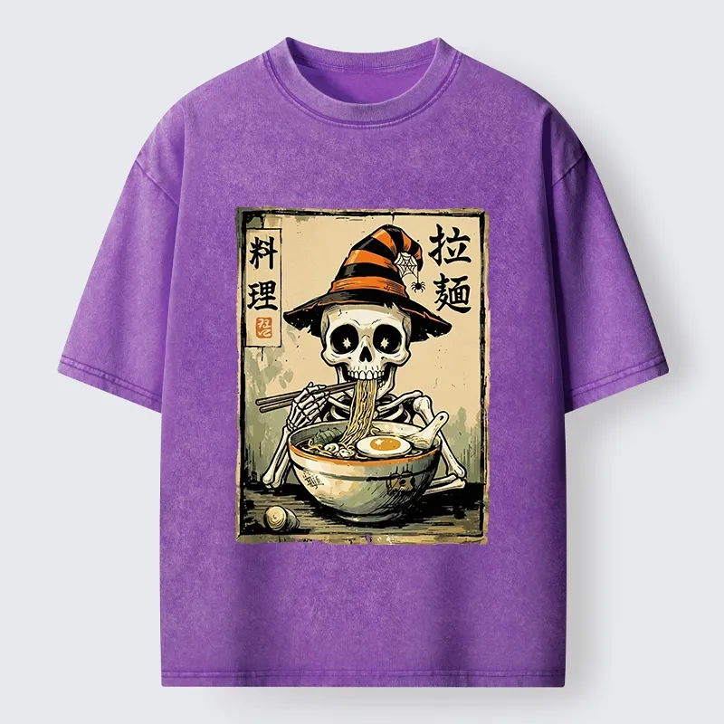 Tokyo‑Tiger Funny Skull Ramen Washed T‑Shirt