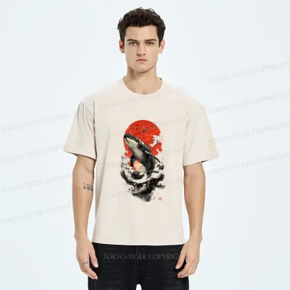 Tokyo-Tiger Ukiyo-e Whale Washed T-Shirt