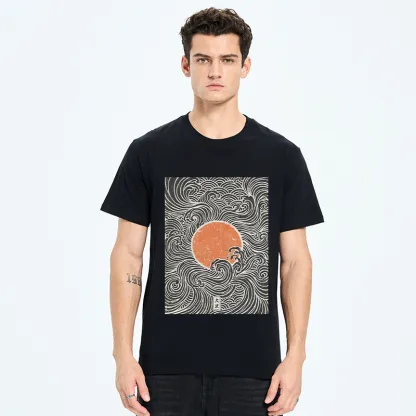 Tokyo-Tiger Ukiyo-e Sun And Waves Classic T-Shirt
